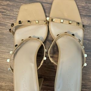 Square Toe Two Strap High-Heeled